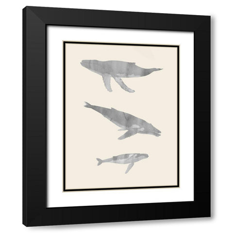 Whale Trio Black Modern Wood Framed Art Print with Double Matting by Phillip, Jamie