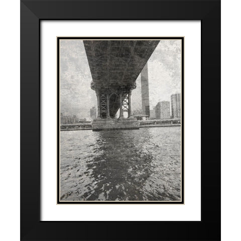 MANHT BRDG Black Modern Wood Framed Art Print with Double Matting by Phillip, Jamie