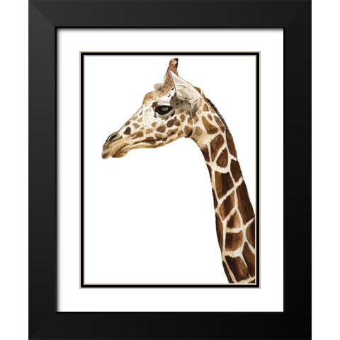Giraffe Black Modern Wood Framed Art Print with Double Matting by Urban Road