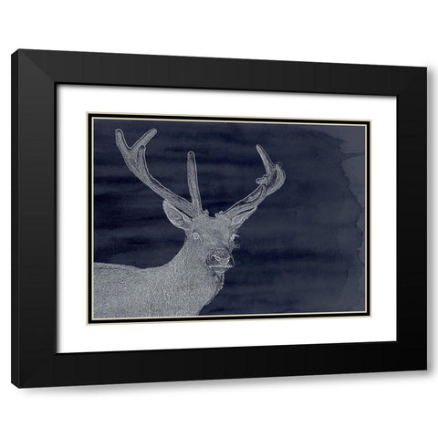 Indigo Deer Black Modern Wood Framed Art Print with Double Matting by Urban Road