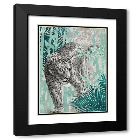 Leopard Black Modern Wood Framed Art Print with Double Matting by Urban Road