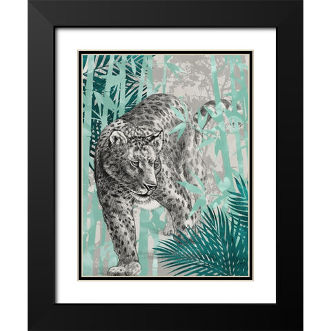 Leopard Black Modern Wood Framed Art Print with Double Matting by Urban Road