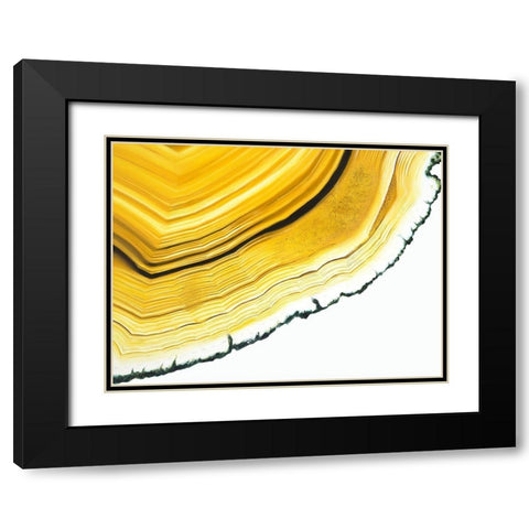 Agate Section Black Modern Wood Framed Art Print with Double Matting by Urban Road