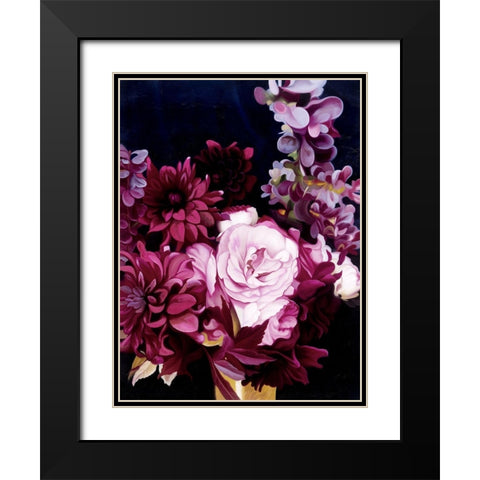 Midnight Blooms Black Modern Wood Framed Art Print with Double Matting by Urban Road