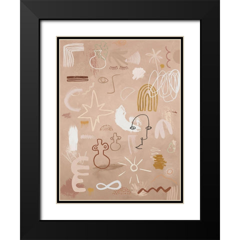 Cave Drawings Black Modern Wood Framed Art Print with Double Matting by Urban Road