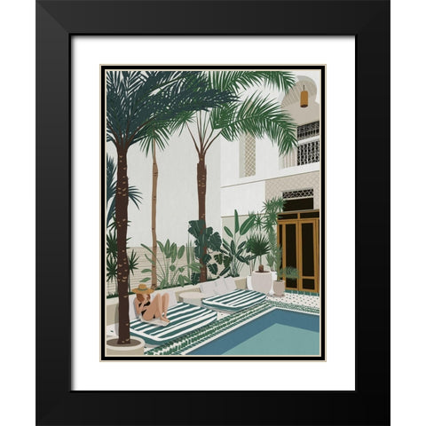 Vacationing Veronica Black Modern Wood Framed Art Print with Double Matting by Urban Road