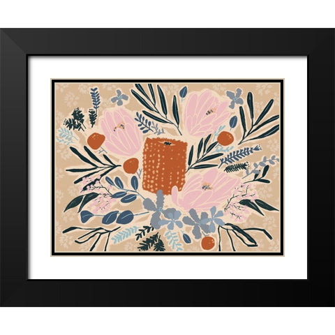 Flowers in Your Hair Black Modern Wood Framed Art Print with Double Matting by Urban Road