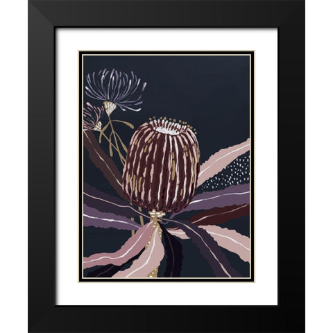 Blackberry Banksia Black Modern Wood Framed Art Print with Double Matting by Urban Road