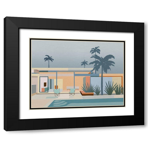 Serenity Street Black Modern Wood Framed Art Print with Double Matting by Urban Road