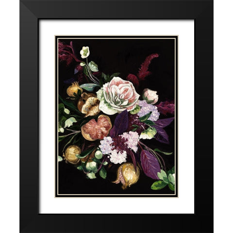 Fruit and Flowers Black Modern Wood Framed Art Print with Double Matting by Urban Road