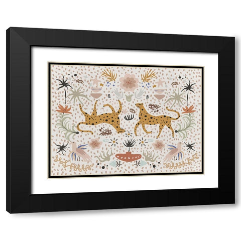 Leaping Leopards Black Modern Wood Framed Art Print with Double Matting by Urban Road