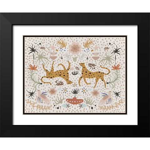 Leaping Leopards Black Modern Wood Framed Art Print with Double Matting by Urban Road