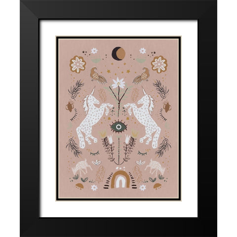 Unicorn Dreaming Black Modern Wood Framed Art Print with Double Matting by Urban Road