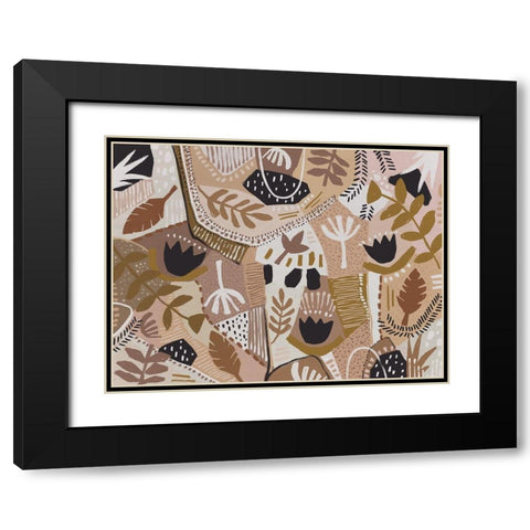 Patchwork Proteas Black Modern Wood Framed Art Print with Double Matting by Urban Road