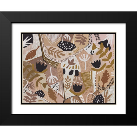 Patchwork Proteas Black Modern Wood Framed Art Print with Double Matting by Urban Road