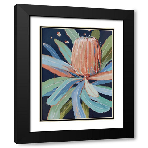 Coral Banksia Black Modern Wood Framed Art Print with Double Matting by Urban Road