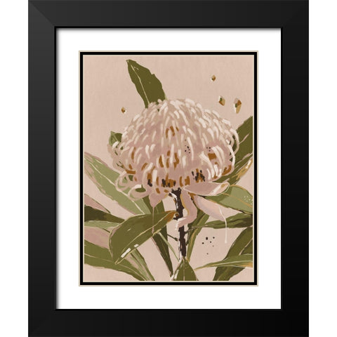 Neutral Waratah Black Modern Wood Framed Art Print with Double Matting by Urban Road