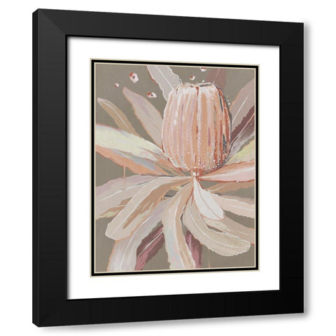 Peach Banskia Black Modern Wood Framed Art Print with Double Matting by Urban Road