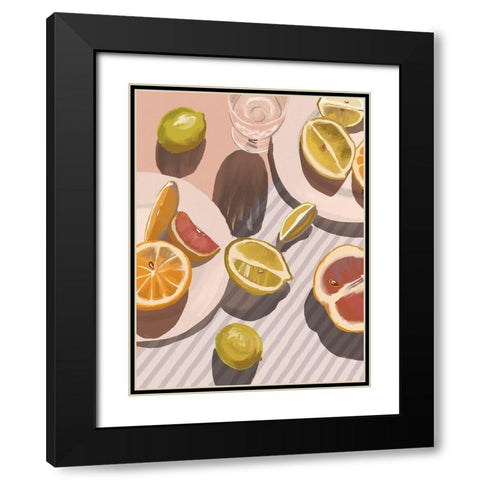 Citrus Fusion Black Modern Wood Framed Art Print with Double Matting by Urban Road