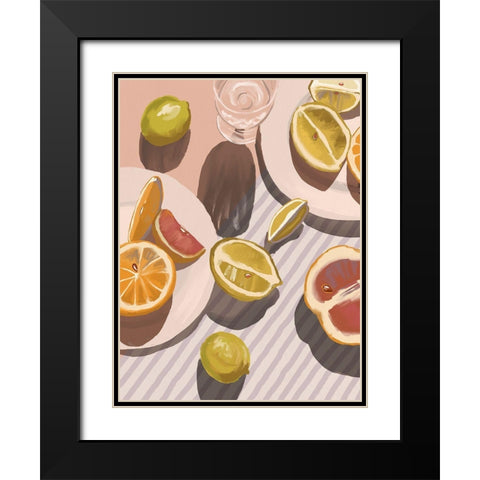 Citrus Fusion Black Modern Wood Framed Art Print with Double Matting by Urban Road