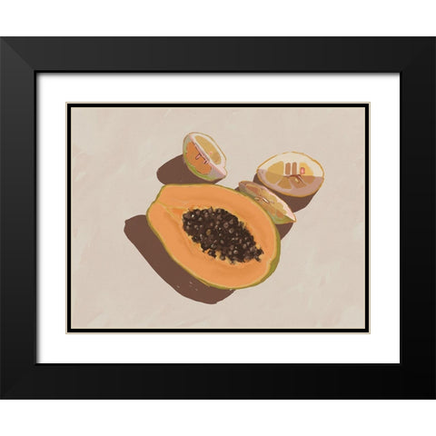 Oh my Papaya! Black Modern Wood Framed Art Print with Double Matting by Urban Road