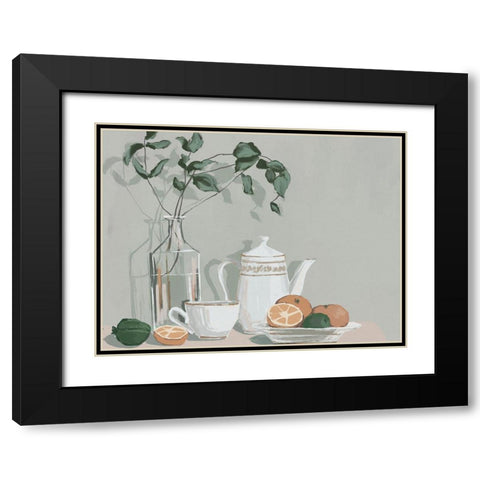 Mint, Lime And Oranges Black Modern Wood Framed Art Print with Double Matting by Urban Road