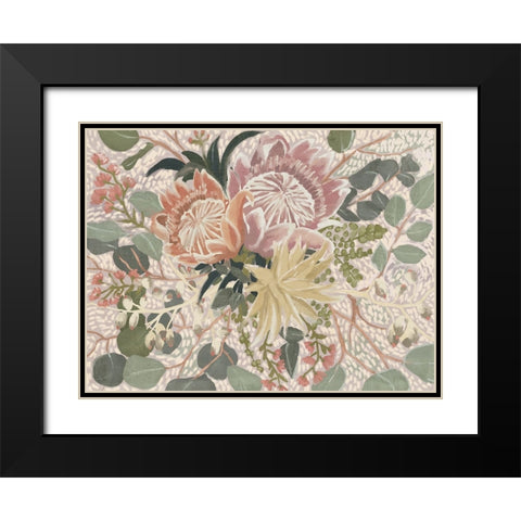 Floral Blush I Black Modern Wood Framed Art Print with Double Matting by Urban Road