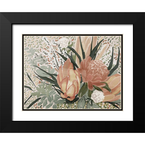 Floral Blush II Black Modern Wood Framed Art Print with Double Matting by Urban Road