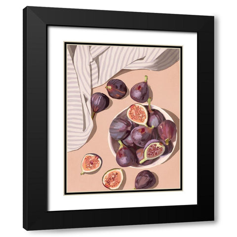 Fresh Figs Black Modern Wood Framed Art Print with Double Matting by Urban Road