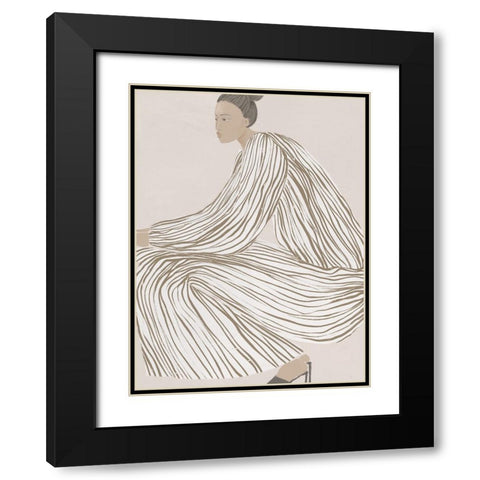 Delilah Dazzling Black Modern Wood Framed Art Print with Double Matting by Urban Road