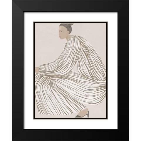 Delilah Dazzling Black Modern Wood Framed Art Print with Double Matting by Urban Road