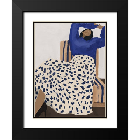 Delilah Daydreaming Black Modern Wood Framed Art Print with Double Matting by Urban Road