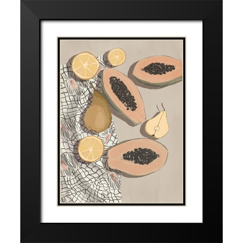 Fruta de bomba Black Modern Wood Framed Art Print with Double Matting by Urban Road