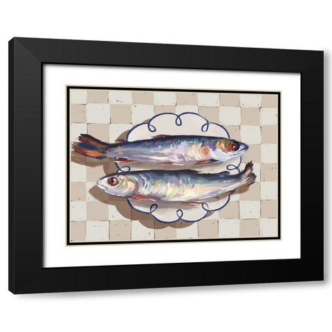 Catch of the Day Blue Black Modern Wood Framed Art Print with Double Matting by Urban Road