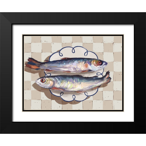 Catch of the Day Blue Black Modern Wood Framed Art Print with Double Matting by Urban Road