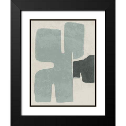 Poised Light Teal Black Modern Wood Framed Art Print with Double Matting by Urban Road