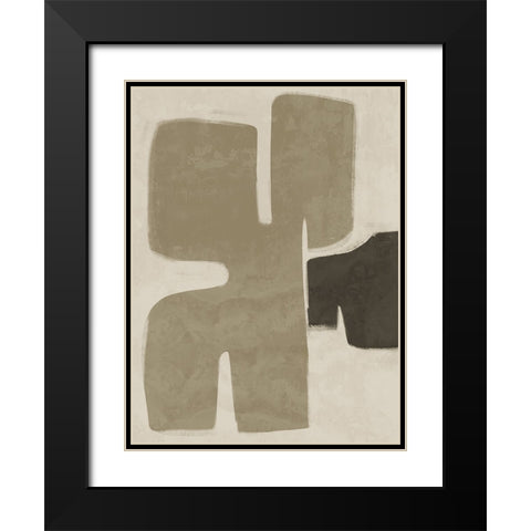 Poised Khaki Green Black Modern Wood Framed Art Print with Double Matting by Urban Road