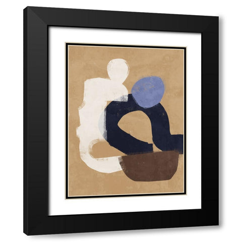 At Ease Blue Black Modern Wood Framed Art Print with Double Matting by Urban Road