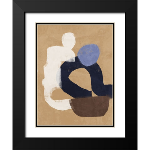 At Ease Blue Black Modern Wood Framed Art Print with Double Matting by Urban Road