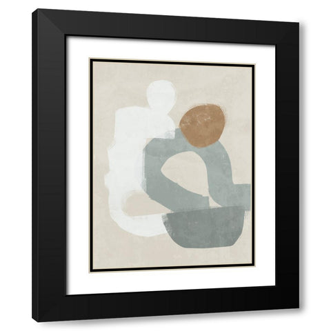 At Ease Light Teal Black Modern Wood Framed Art Print with Double Matting by Urban Road