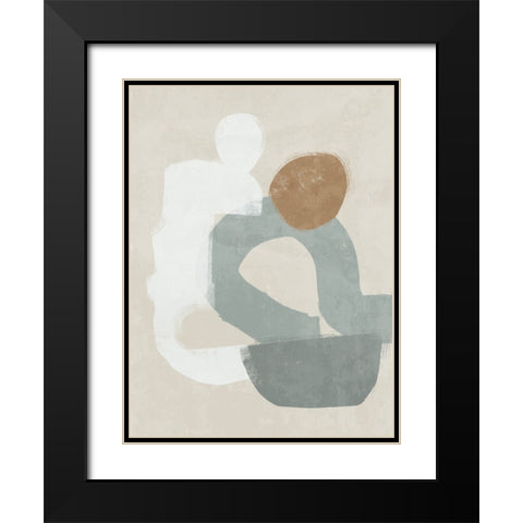 At Ease Light Teal Black Modern Wood Framed Art Print with Double Matting by Urban Road