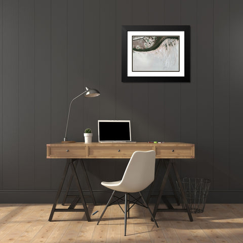 Ice Stream Black Modern Wood Framed Art Print with Double Matting by Urban Road