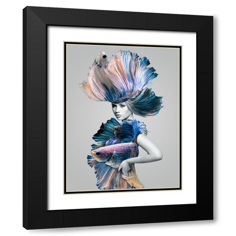 Selene Black Modern Wood Framed Art Print with Double Matting by Urban Road