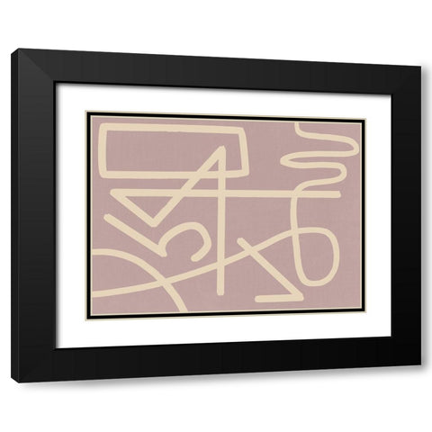 Arabesque Blush Black Modern Wood Framed Art Print with Double Matting by Urban Road