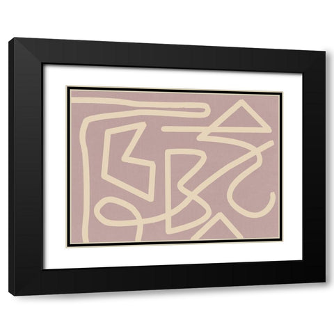 Allegro Blush Black Modern Wood Framed Art Print with Double Matting by Urban Road