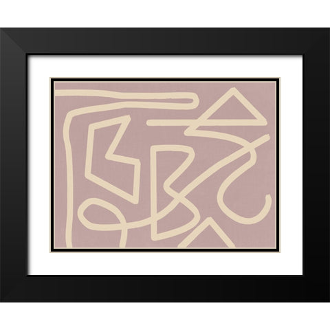 Allegro Blush Black Modern Wood Framed Art Print with Double Matting by Urban Road