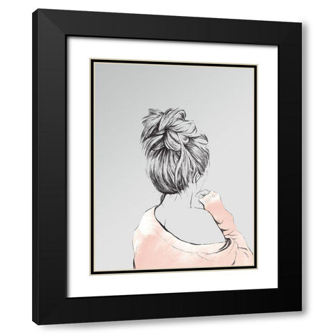 Ava Poster Black Modern Wood Framed Art Print with Double Matting by Urban Road