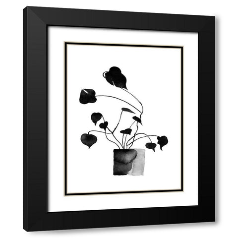 Ikebana Poster Black Modern Wood Framed Art Print with Double Matting by Urban Road