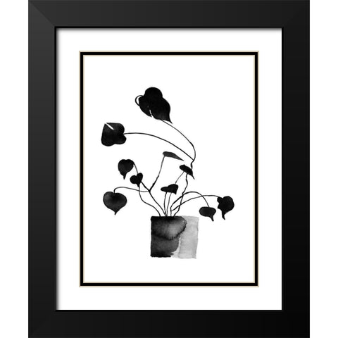 Ikebana Poster Black Modern Wood Framed Art Print with Double Matting by Urban Road