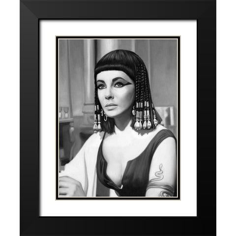 Cleopatra Mono Poster Black Modern Wood Framed Art Print with Double Matting by Urban Road